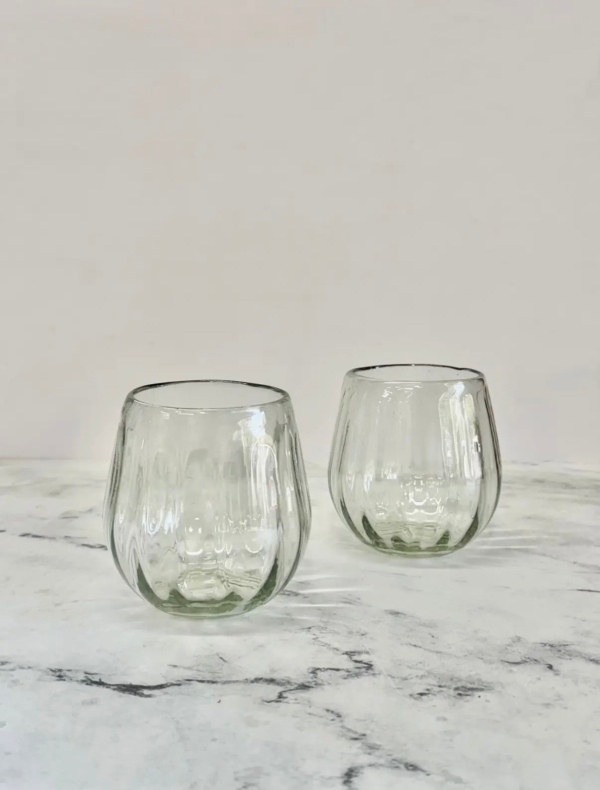 HANDBLOWN FLUTED STEMLESS WINE GLASS