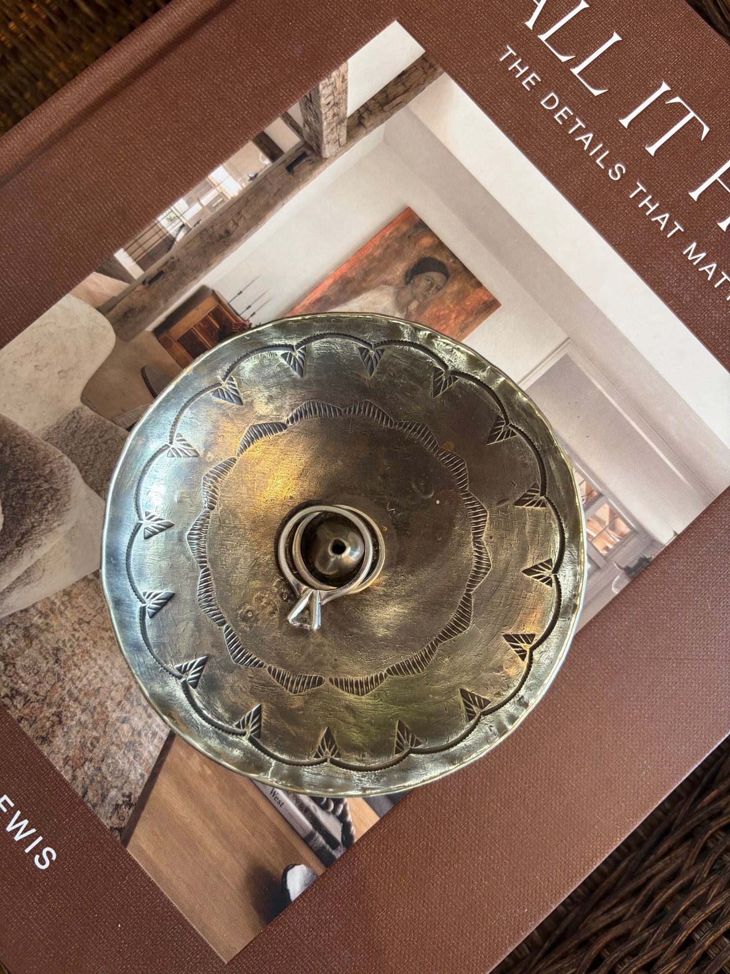 SILVER STAMPED INCENSE HOLDER