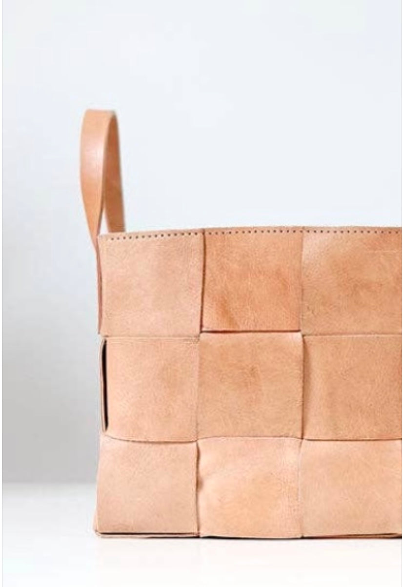 WYATT LEATHER BASKET Handmade