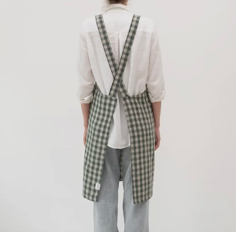 LINEN APRON Pine Gingham