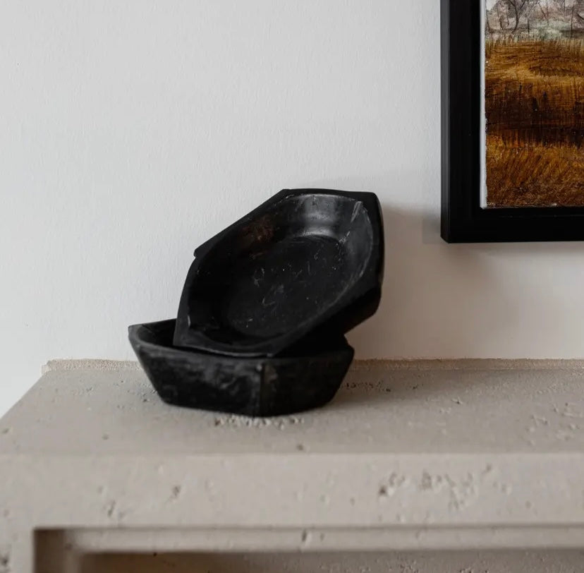 FOUND BLACK MARBLE VINTAGE BOWL