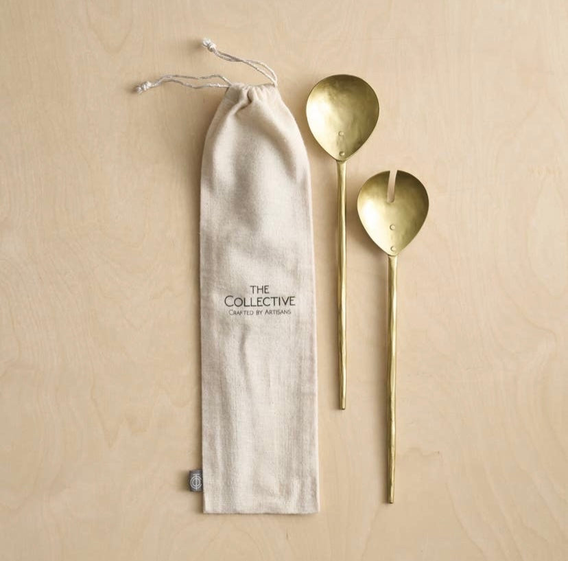 FORGED SALAD SERVERS Brass