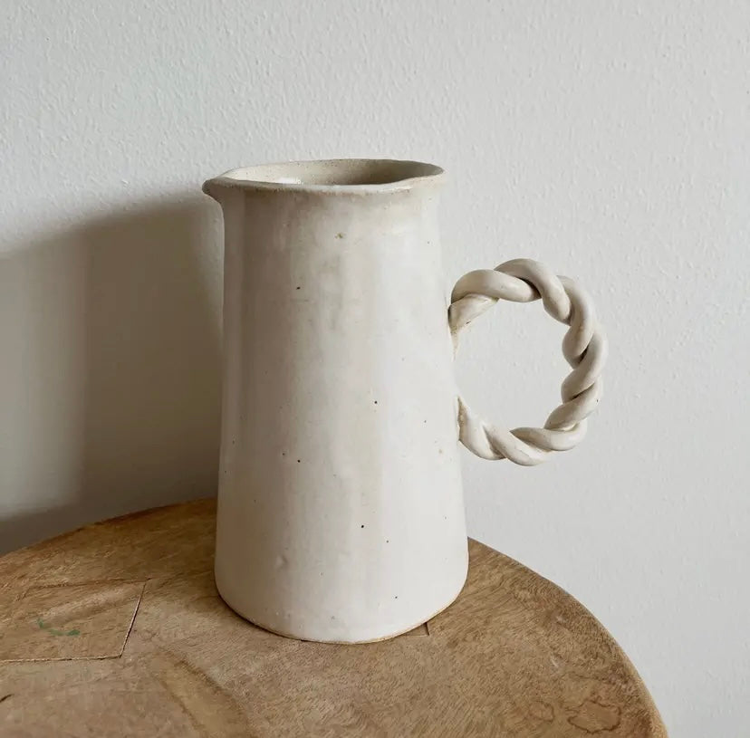 Braid Handle Pitcher - 6.5" Handmade Ceramic Vessel (USA)