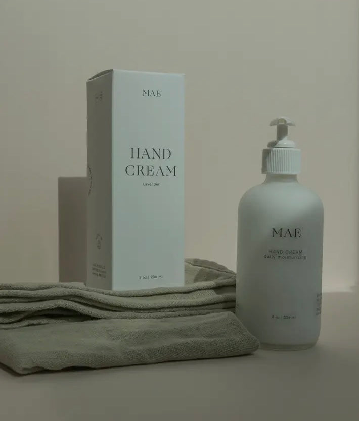 MAE hand creme styled with towel.