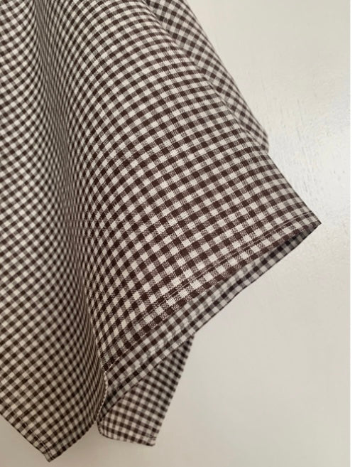 Closeup picture of Millie Gingham tea towel.