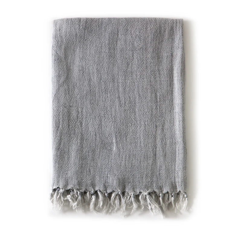 Montauk Linen Throw Blanket - 50" x 70". Hand Loomed