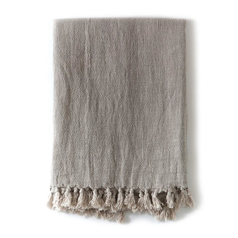 Montauk Linen Throw Blanket - 50" x 70". Hand Loomed