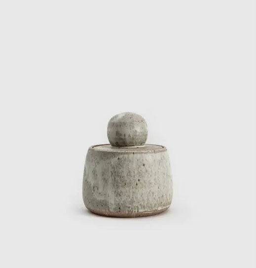 Alabaster Stash Jar - White Ceramic Storage with Sculpted Knob (USA)