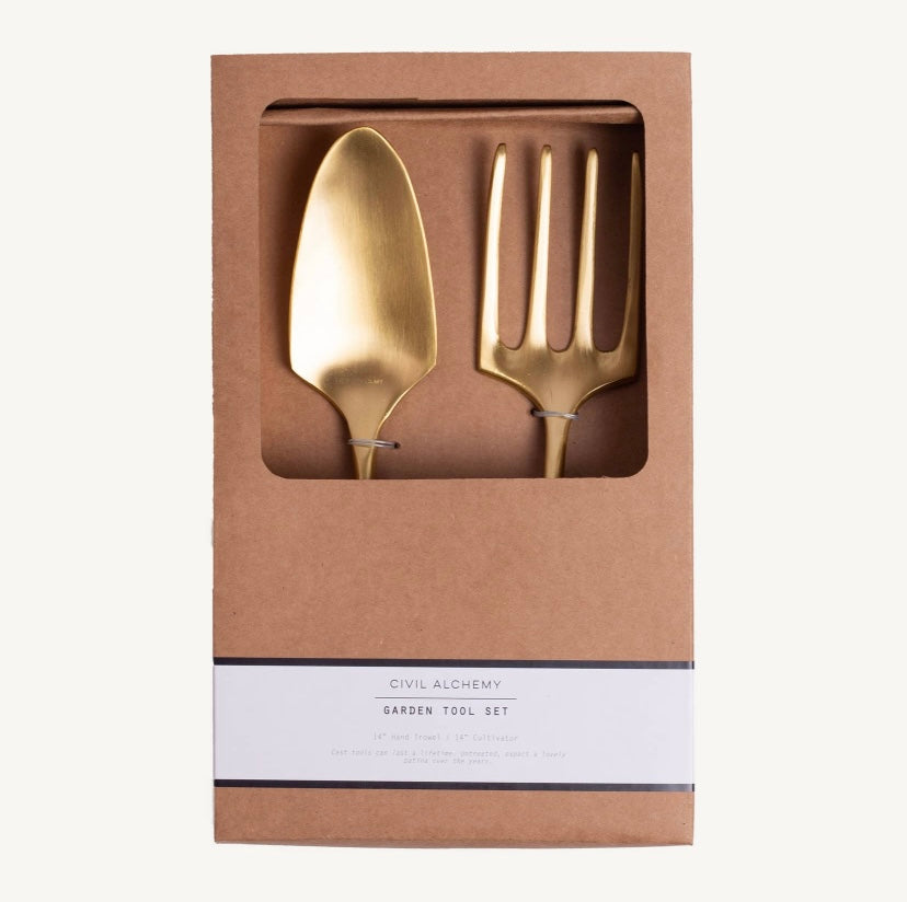 GARDEN TOOL SET - BRASS