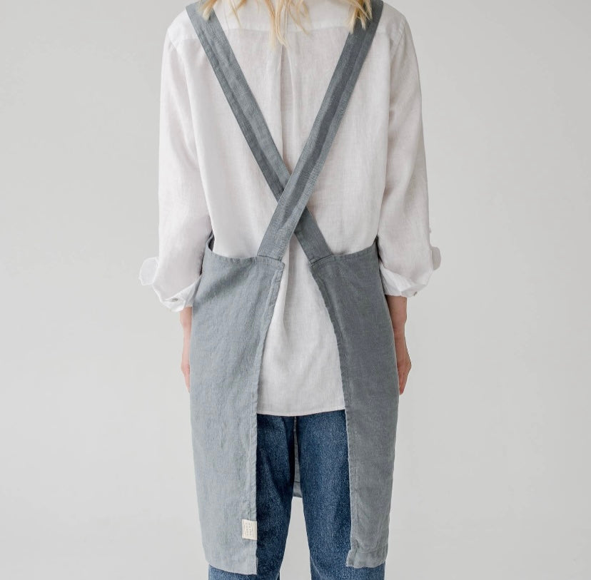 FRENCH BLUE LINEN APRON