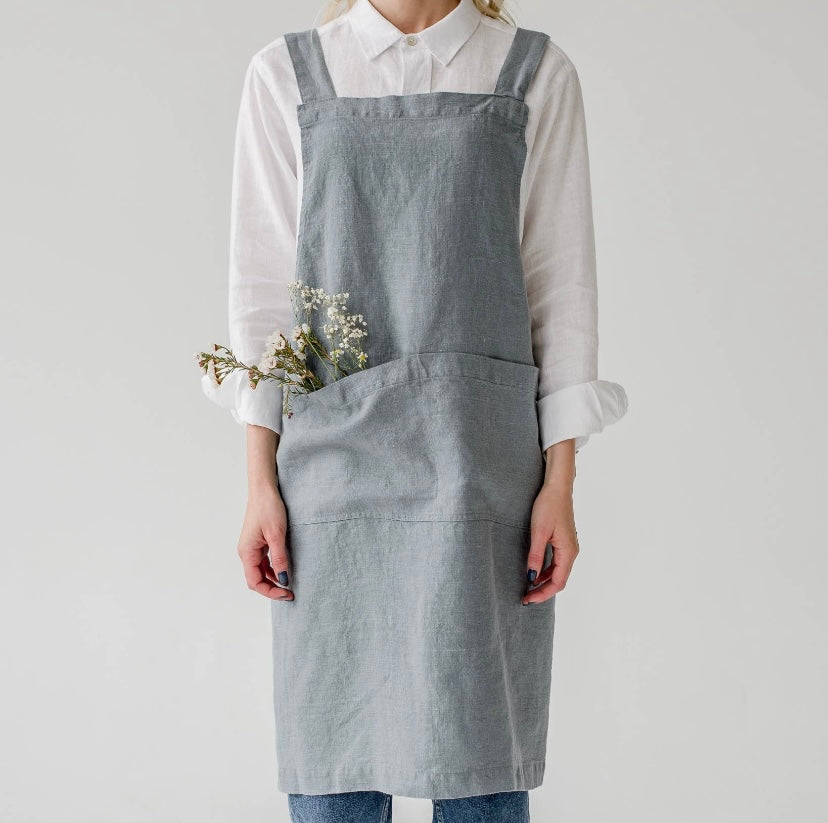 FRENCH BLUE LINEN APRON