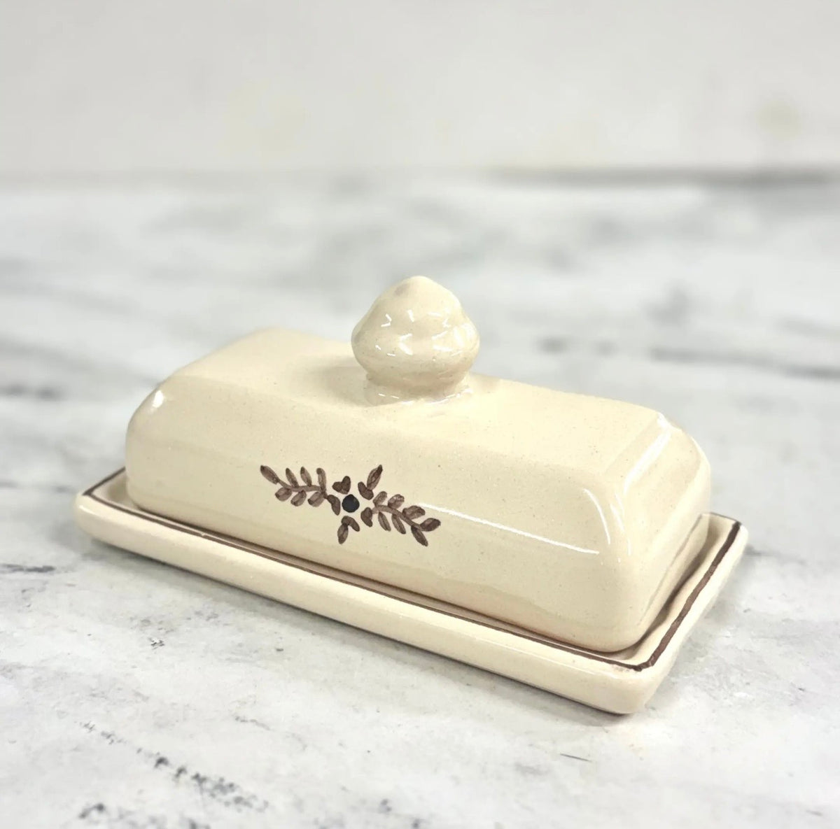 HAND PAINTED FLORA BUTTER DISH