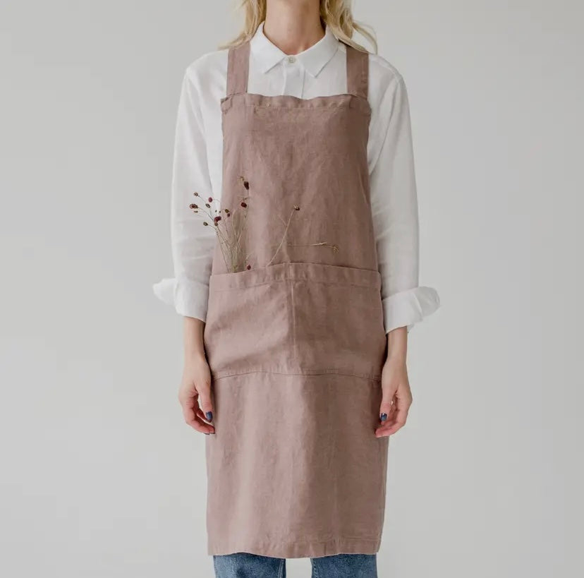 LINEN APRON Dusty Rose