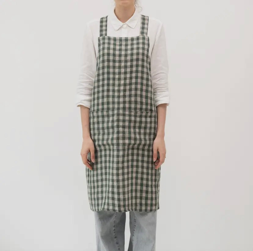 LINEN APRON Pine Gingham