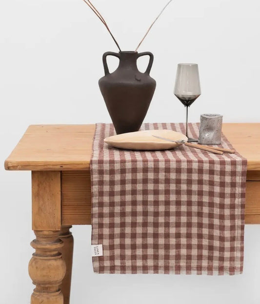 TAYLOR CHECK LINEN TABLE RUNNER