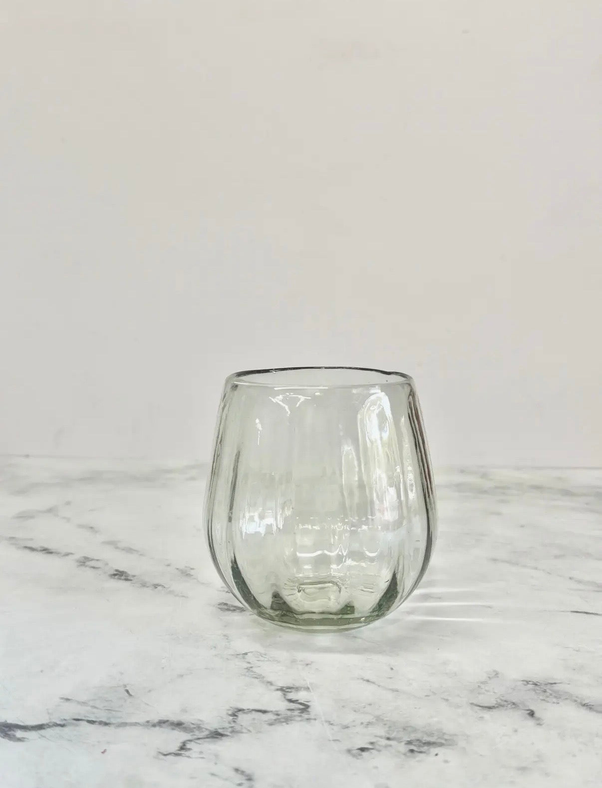 HANDBLOWN FLUTED STEMLESS WINE GLASS