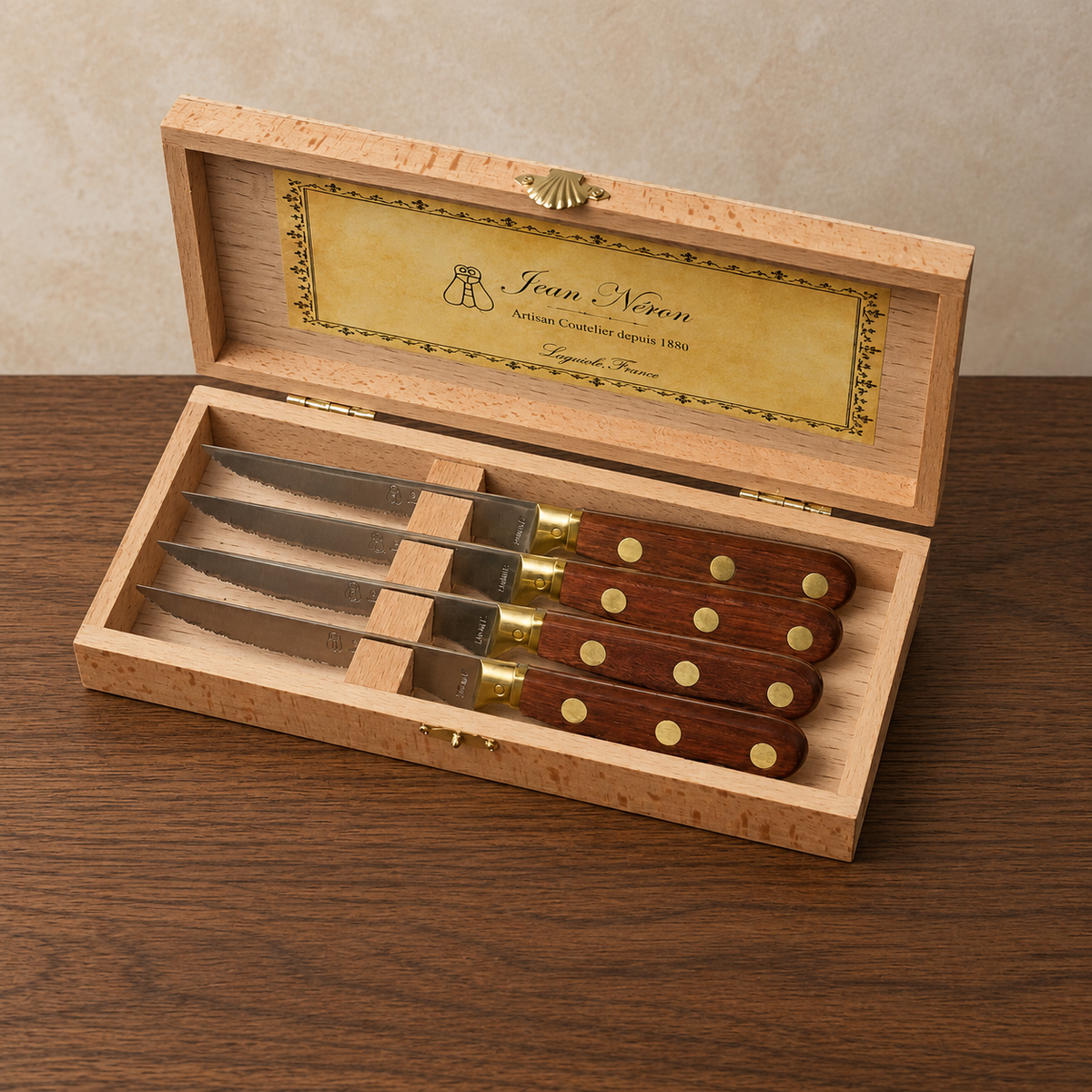 LAGUIOLE LA FOURMI LAITON STEAK KNIVES S/4