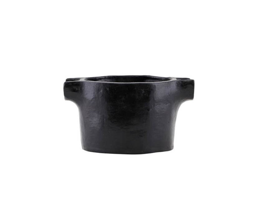 Handmade Black Terracotta Handled Bowl - Thumbnail 3
