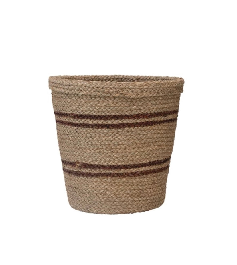 HANDWOVEN STRIPED SEAGRASS BASKET