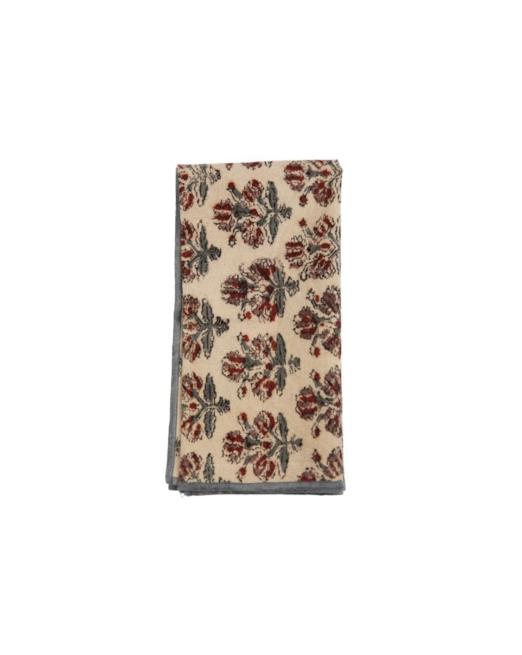 Floral patterned napkin on a white background