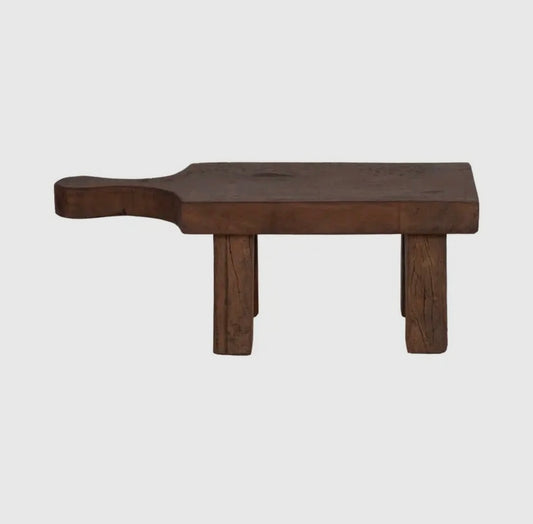 Wooden riser with a rustic design on a white background