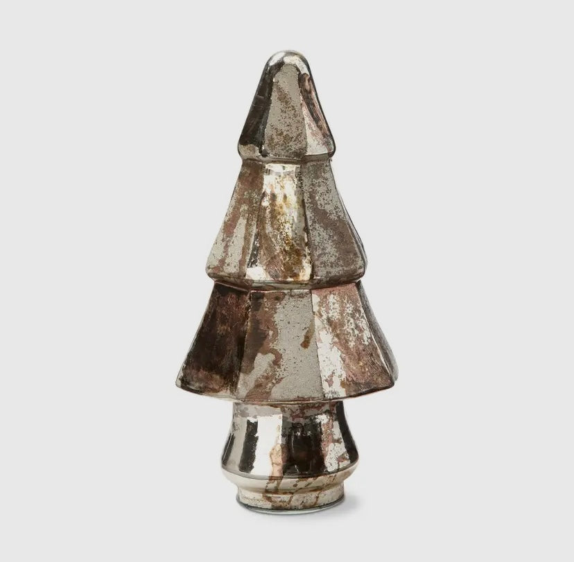 Decorative metallic Christmas tree on a white background