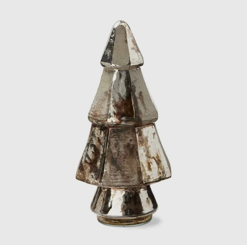 Decorative metallic Christmas tree on a white background