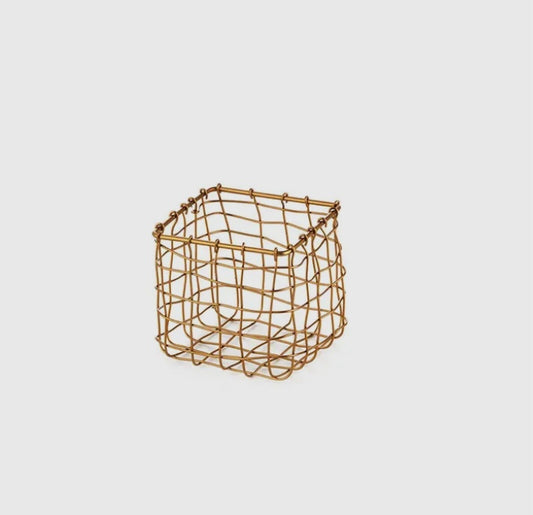 Brass Square Basket - Handmade Wire Organizer