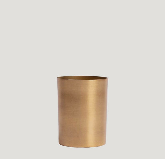 Brass cylindrical vase.
