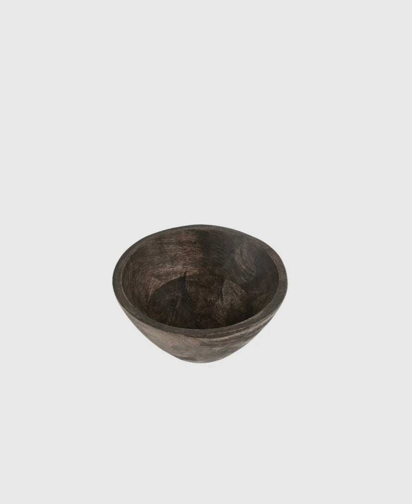 Wooden bowl on a white background