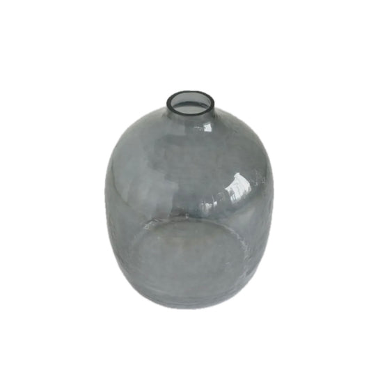 Hebron Handblown Vase - 12" Recycled Glass in Smoke Blue