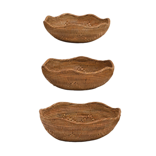 Laguna rattan bowls in 3 sizes.