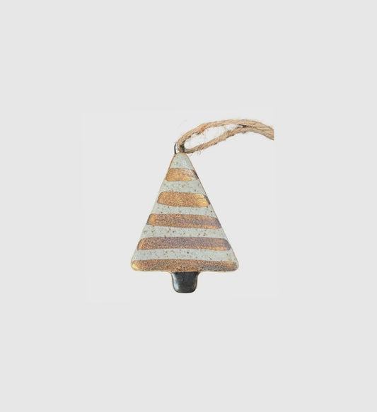 Decorative triangle ornament with striped pattern on a white background
