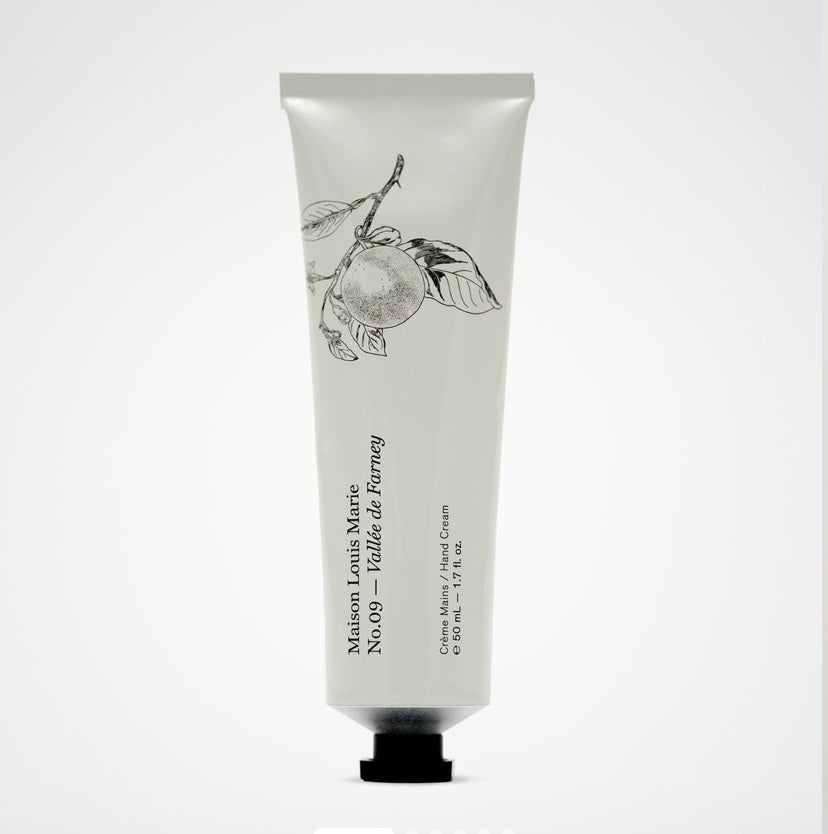 Hand cream tube with branding on a white background