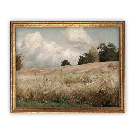 Meadow Landscape - Framed Canvas Art 
