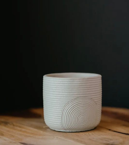 White textured planter.