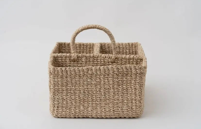 Woven kitchen caddy basket with handles