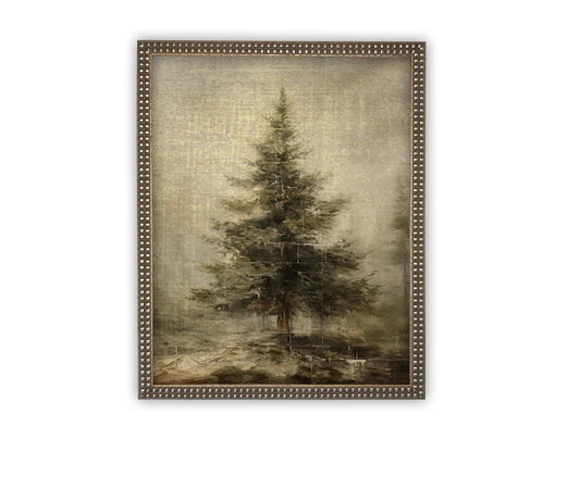 Framed artwork of a tree with a textured background