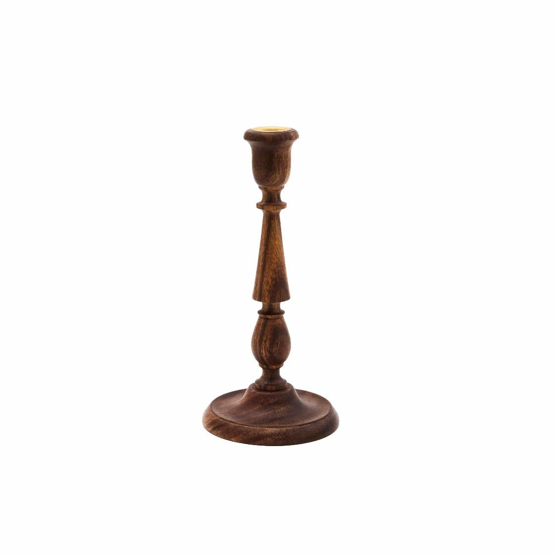 Wooden candle holder on a white background