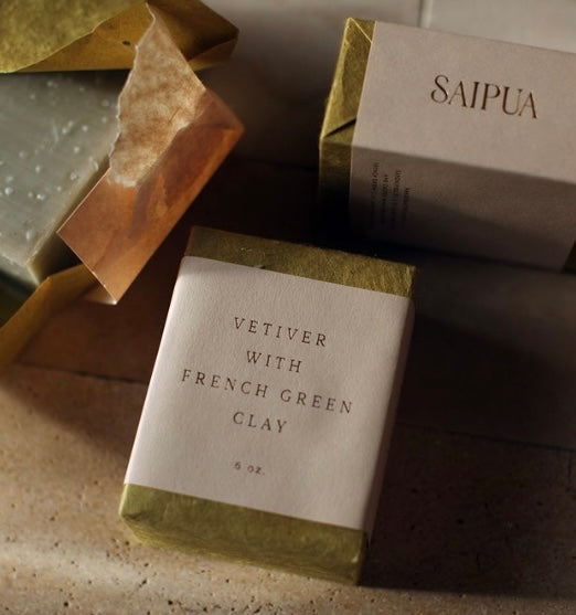 Vetiver with French Green Clay soap by Saipua. 