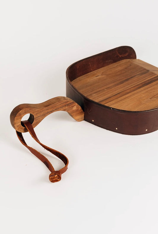 WALNUT AND LEATHER DUSTPAN