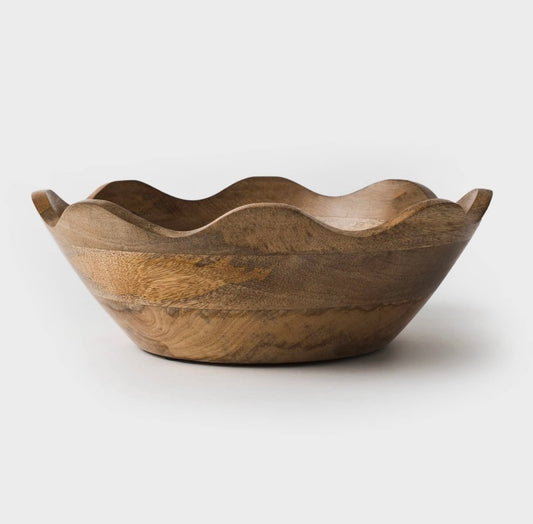 SCALLOPED WOODEN BOWL