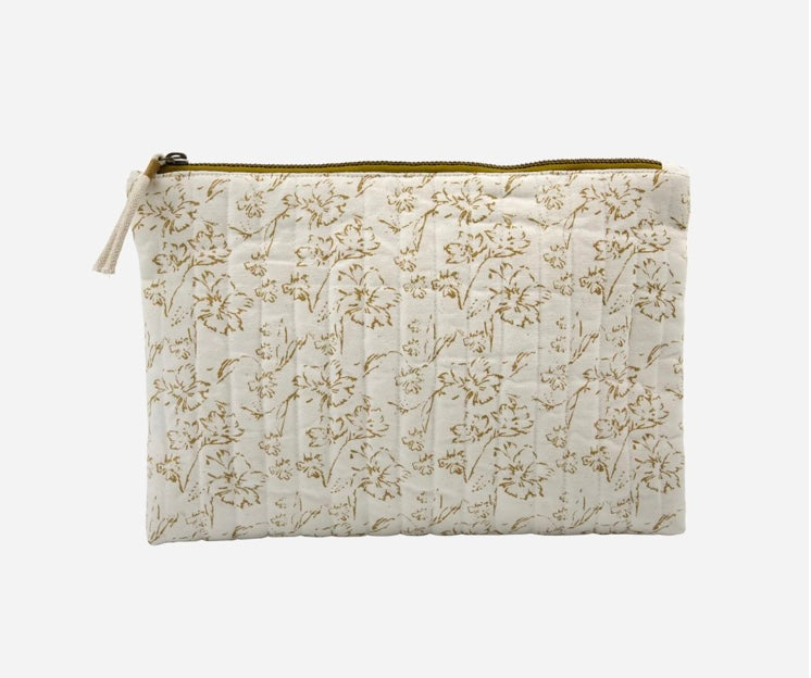 IVORY FLORAL COSMETIC BAG