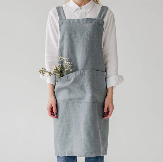 FRENCH BLUE LINEN APRON
